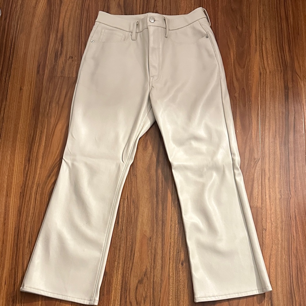 Cream faux leather pants